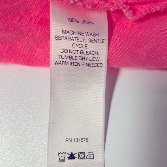 Vineyard Vines 100% Linen V-Neck Tunic Top Bright Pink Size Medium - Picture 8 of 8